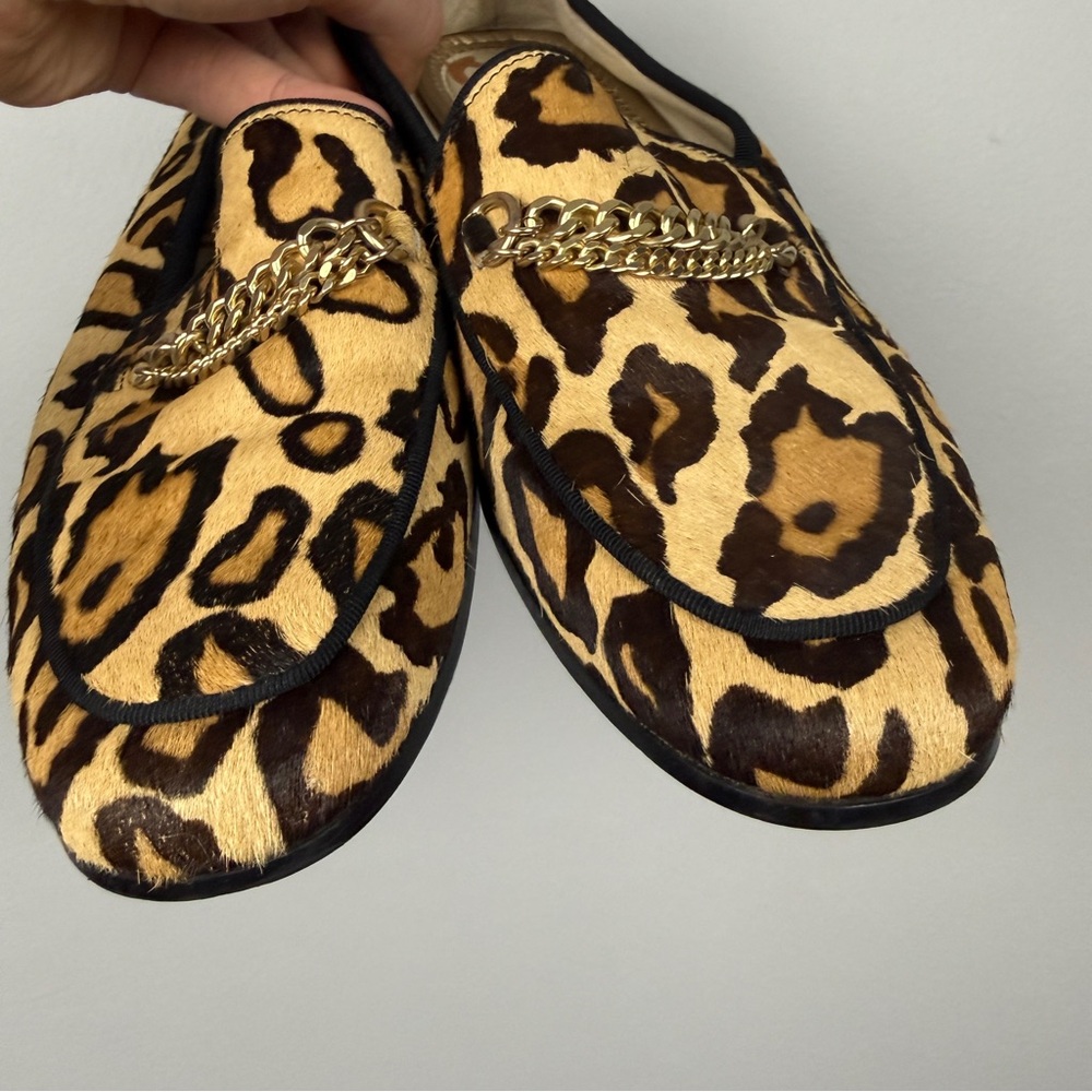Sam Edelman Lorenzo Leopard Brahma Hair Chain Loafers - Picture 5 of 7